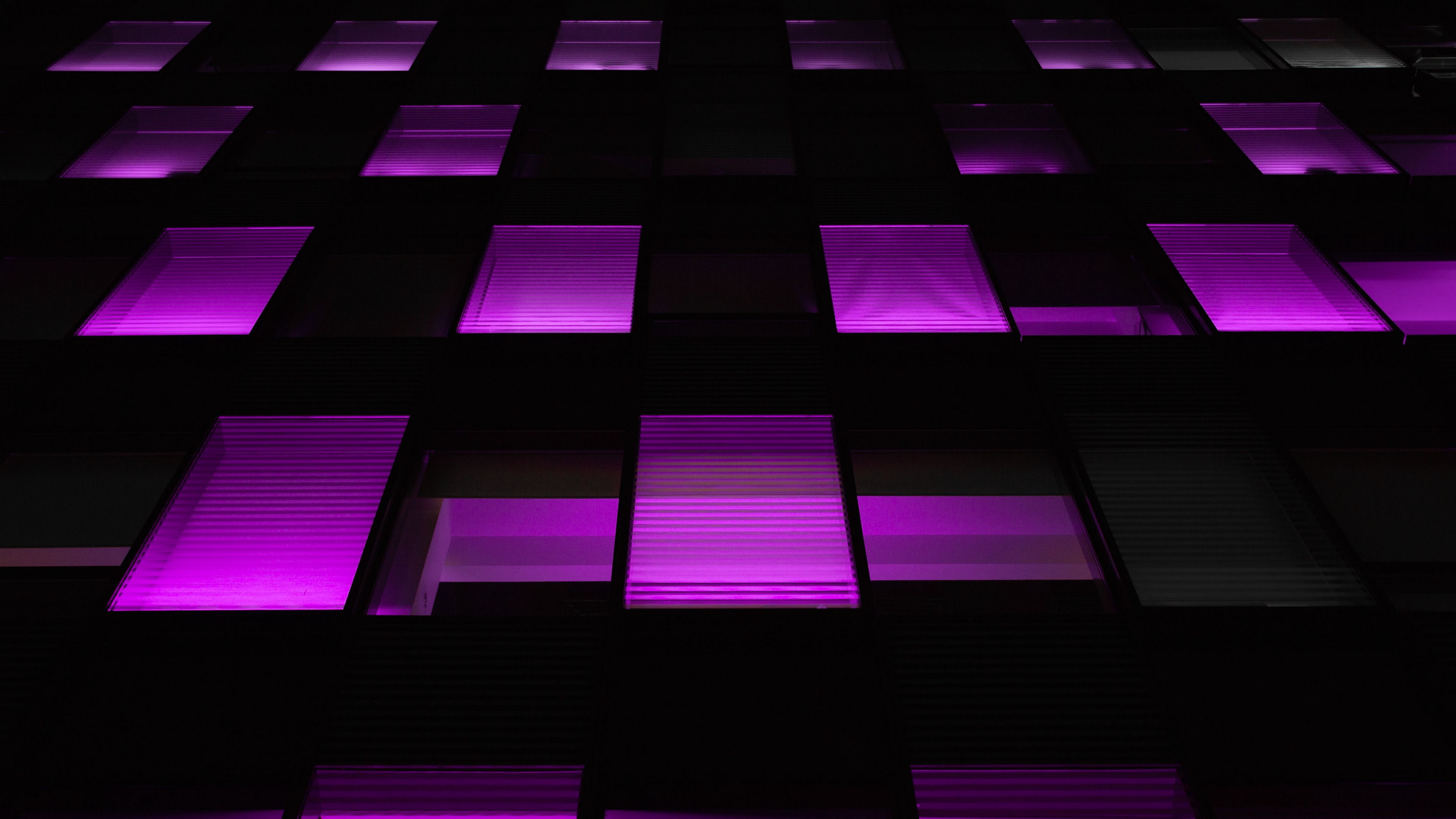 Download wallpaper 3840x2160 windows, dark, purple, backlight, neon 4k uhd 16:9 HD background