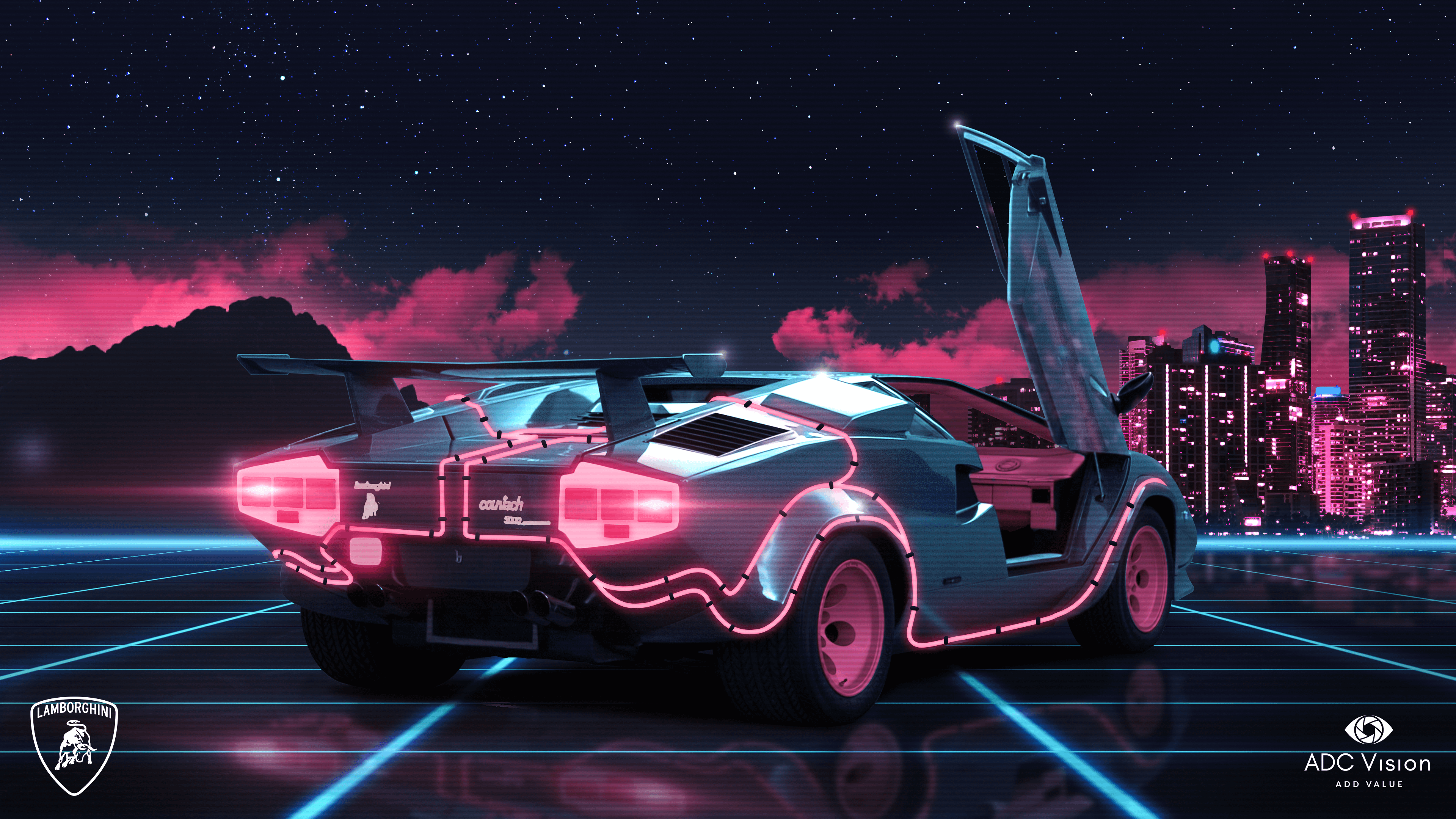 Lamborghini Countach To The Future ( U Adc_vision) [3840x2160]