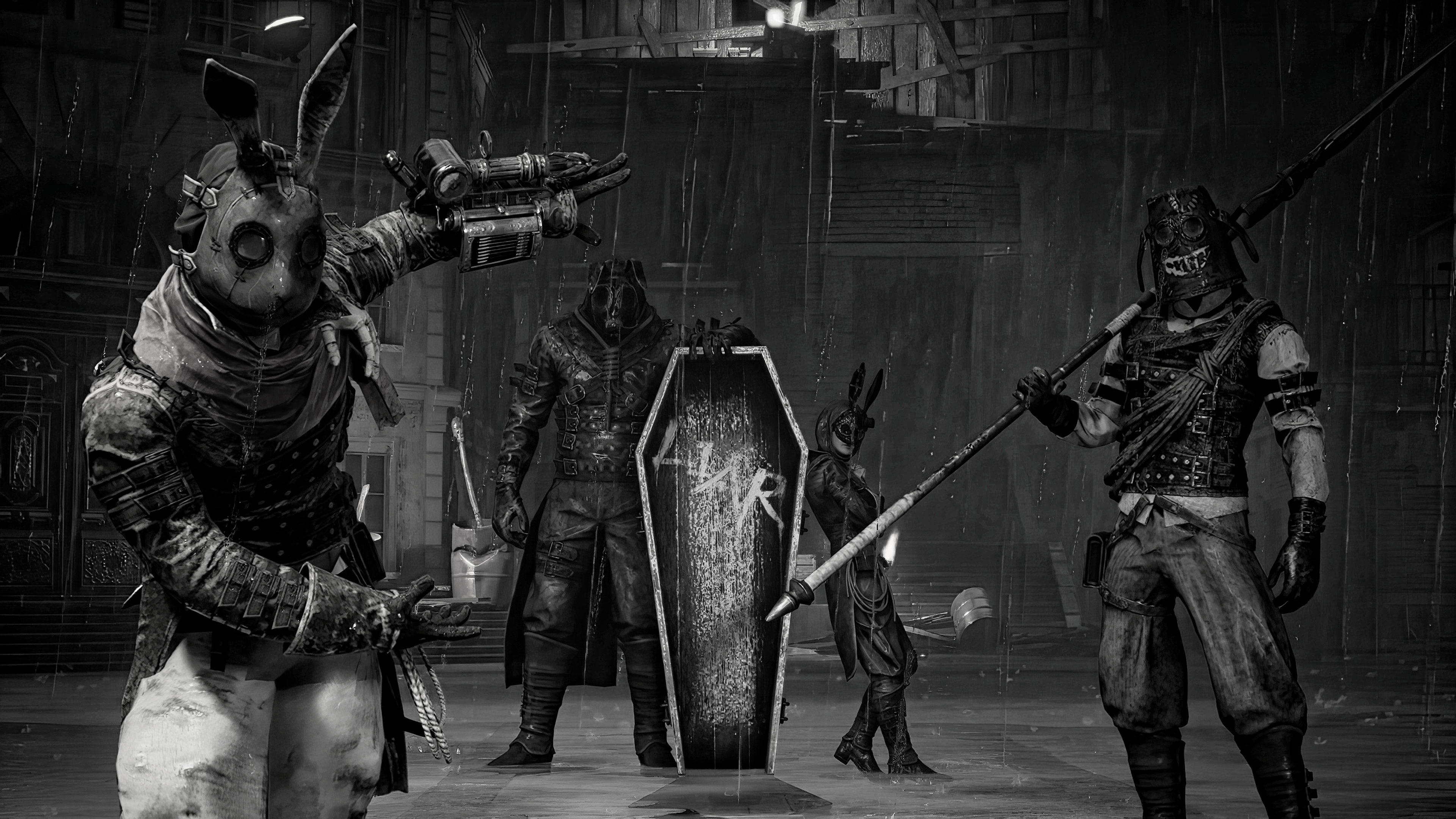 Made a 4k black and white desktop wallpaper from the Black Rabbit Brotherhood with or without logo. Felt like sharing !