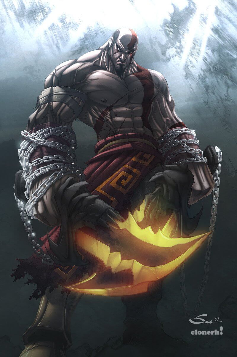 God Of War Cartoon Kratos Phone Tablet Wallpaper • GamePhD