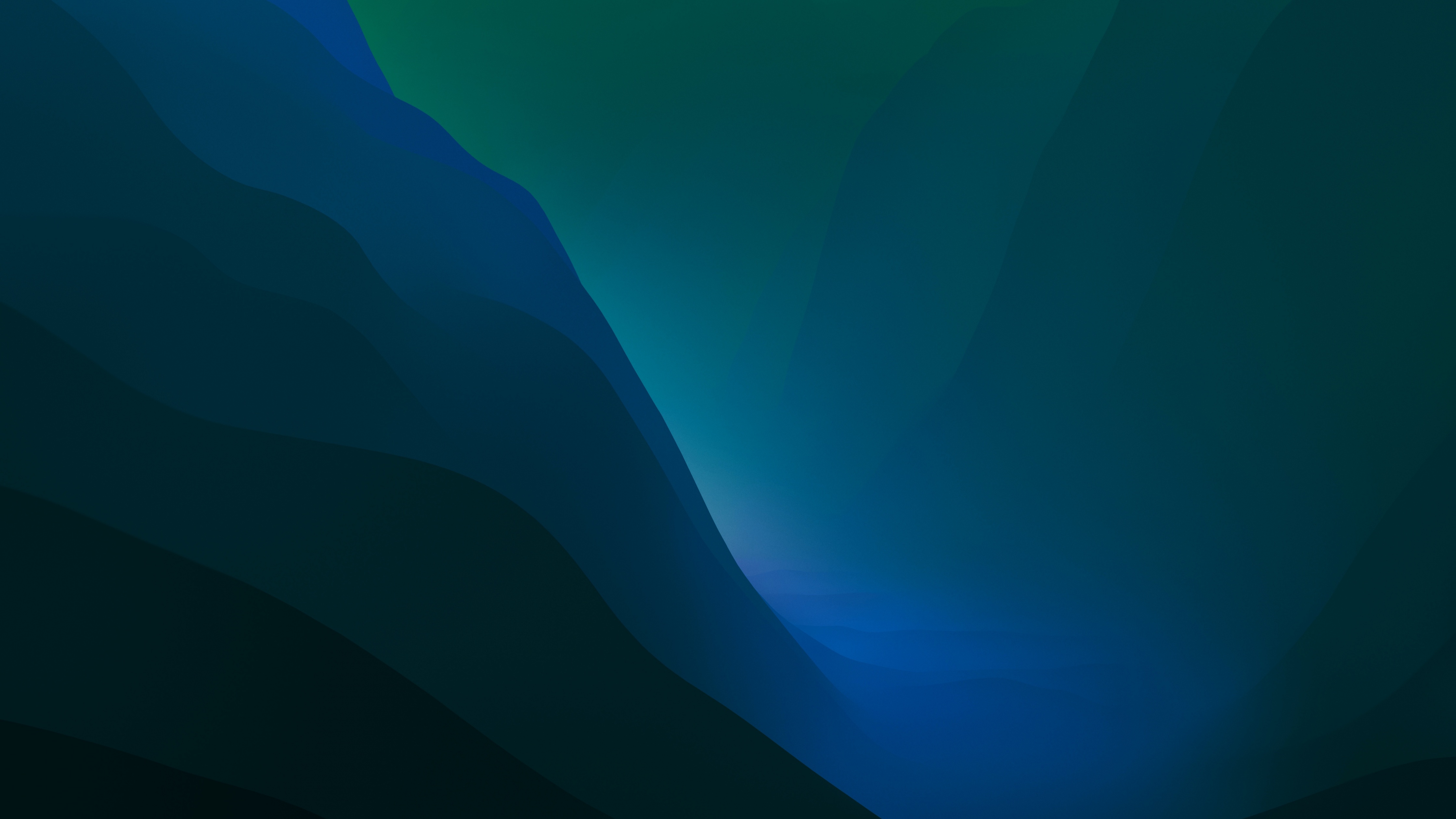 macOS Monterey Wallpaper 4K, Green, Stock, Dark Mode, Layers