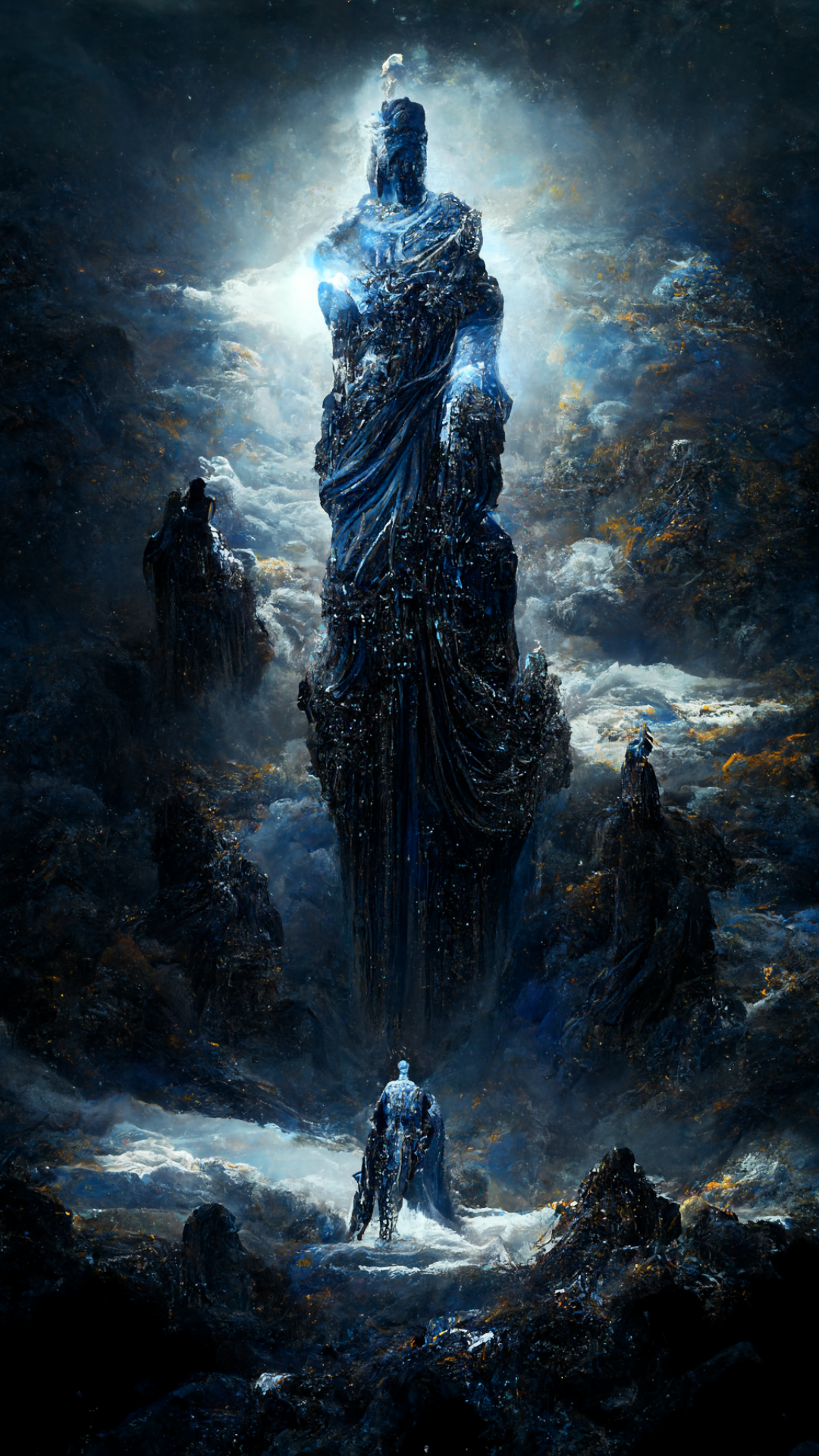 My first attempt at creating wallpaper for my phone: The God Emperor. Using MidJourney AI (Image Creator bot for Discord)