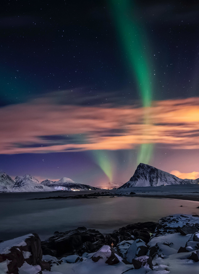 Download wallpaper 840x1160 aurora borealis, northern lights, lake, sky, nature, iphone 4, iphone 4s, ipod touch, 840x1160 HD background, 23785