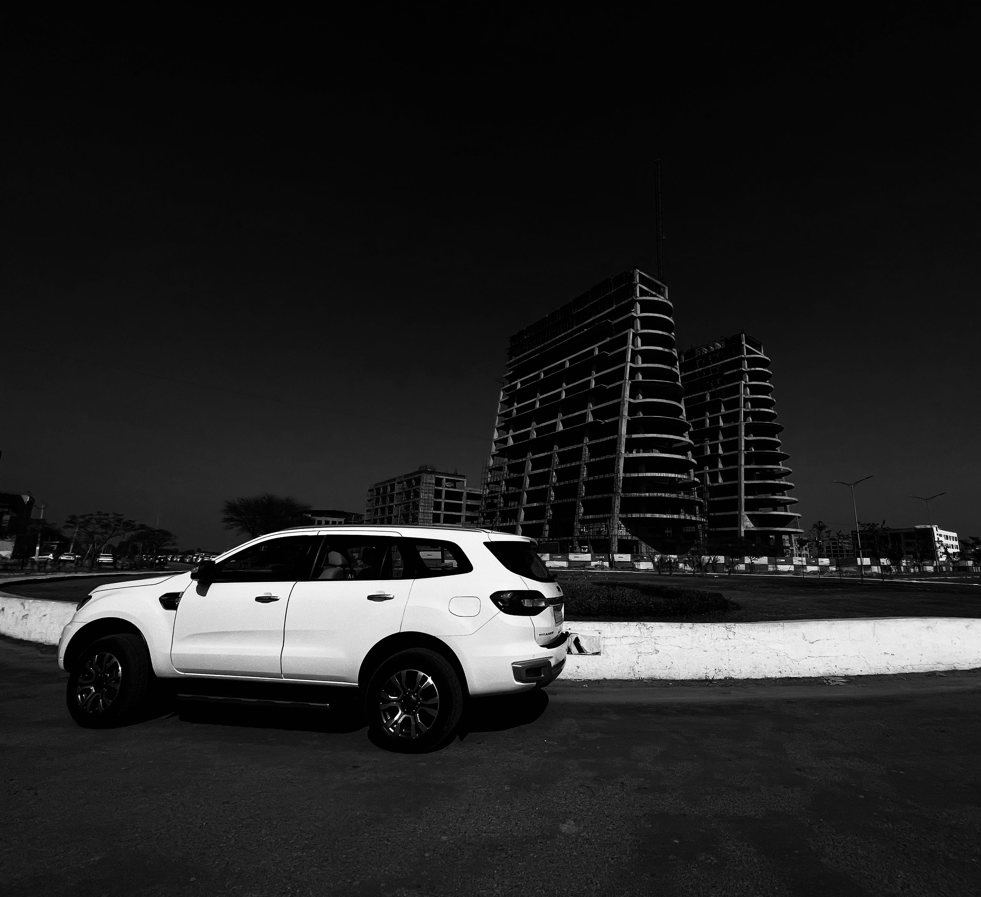 White Car on Roundabout · Free