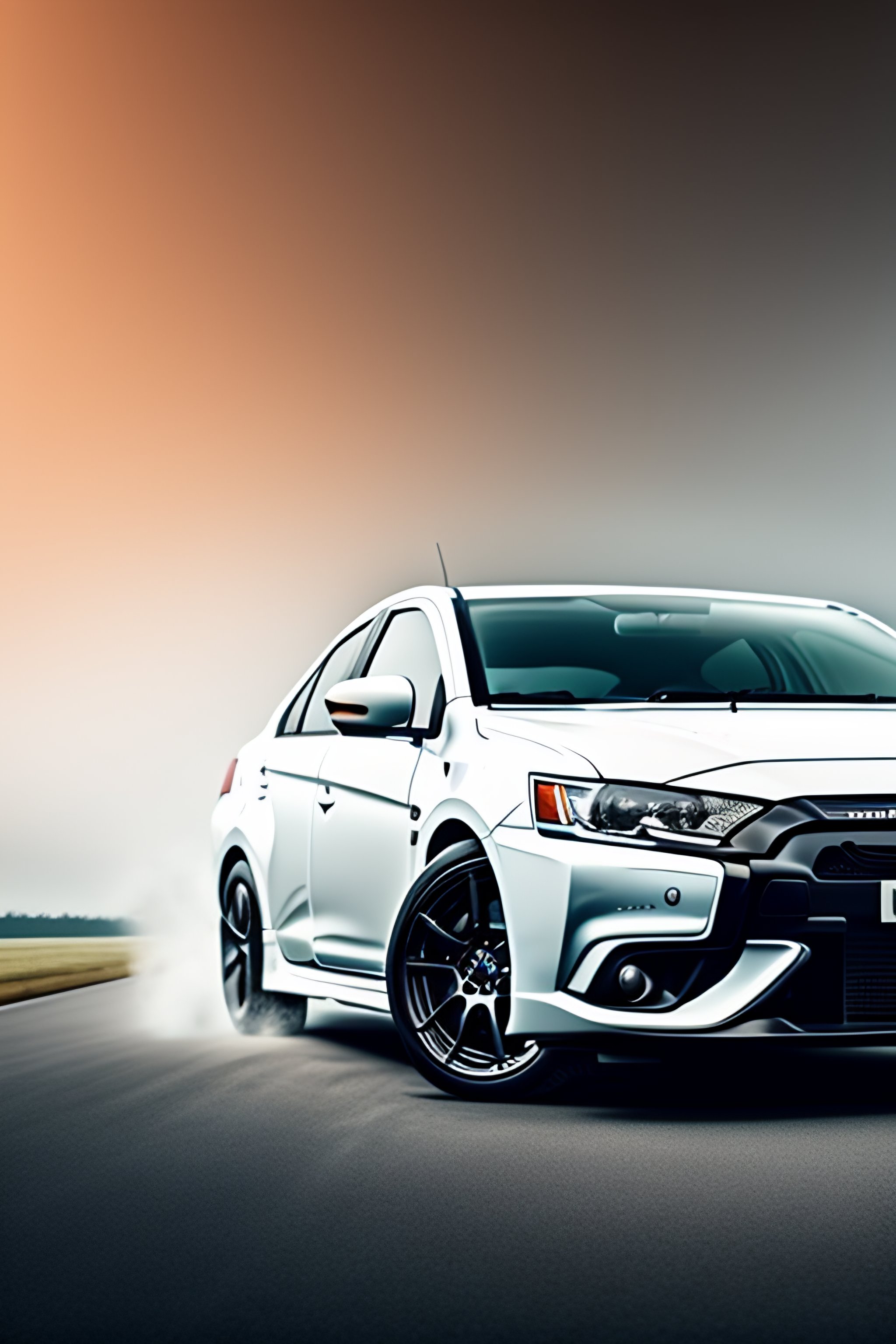 Mitsubishi lancer on a white background with a shadow