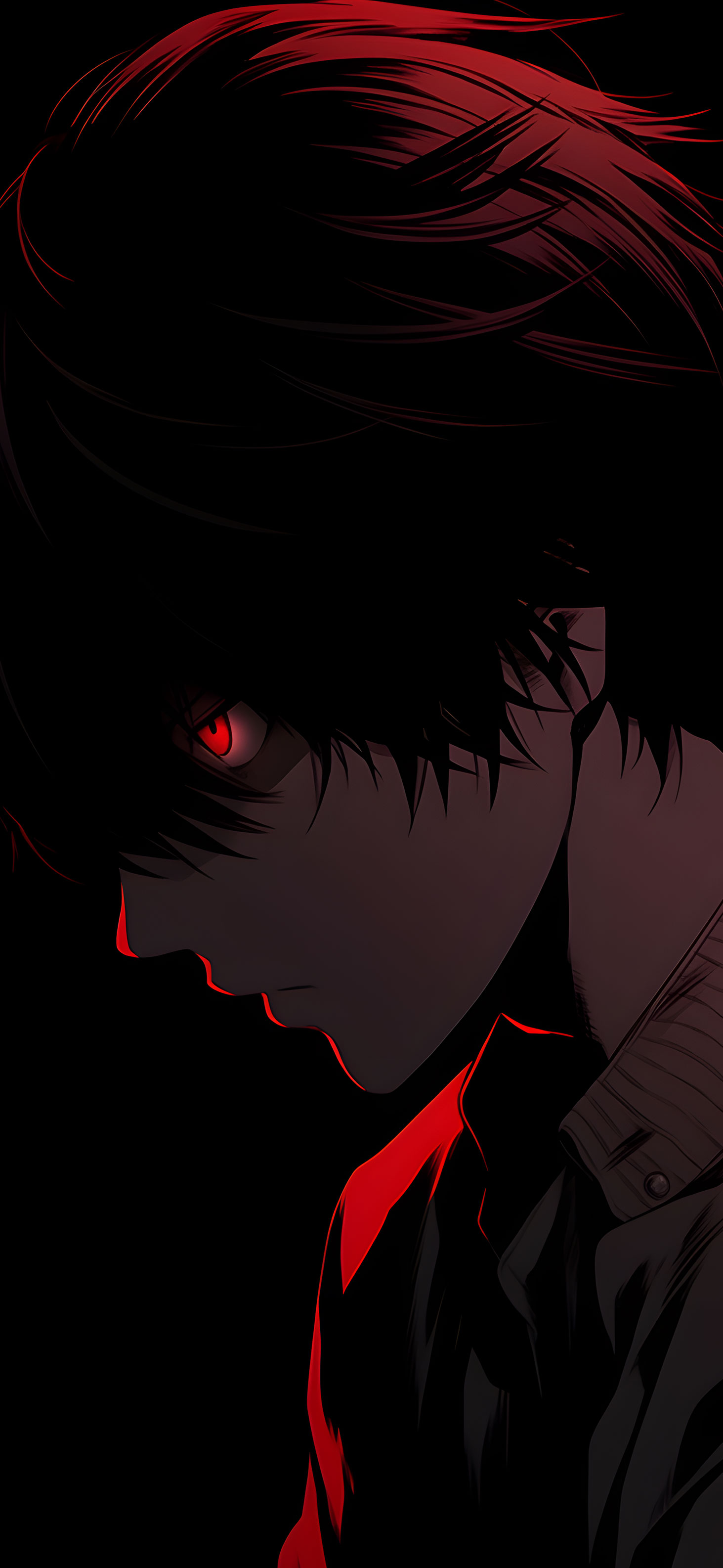 Death Note L with Fiery Red Eyes Wallpaper