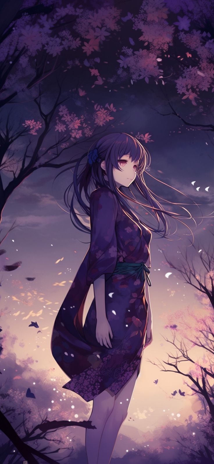 Girl Purple Anime Wallpaper Girl Wallpaper for iPhone. Anime, Cartoon drawings, Kawaii anime girl