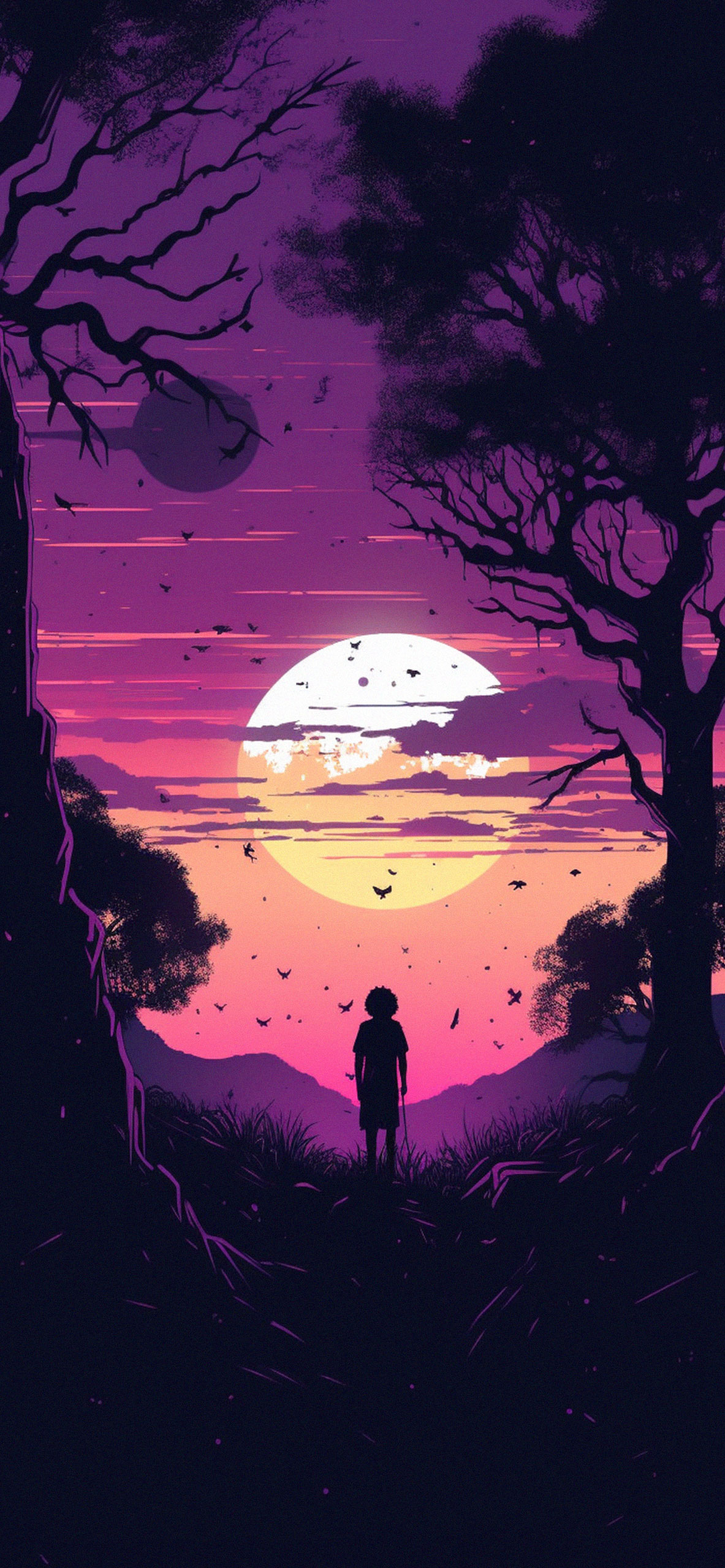 Sun & Boy Purple Aesthetic Wallpaper Anime Wallpaper