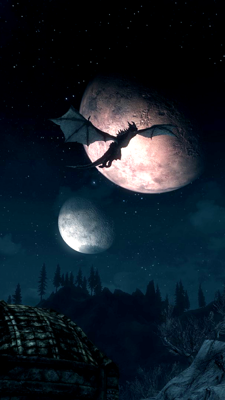 Download Moon Dragon The Elder Scrolls V: Skyrim The Elder Scrolls Video Game Phone Wallpaper