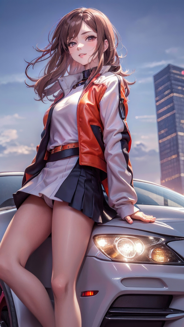 Download wallpaper 750x1334 anime girl with a car, beautiful, art, iphone 7, iphone 8, 750x1334 HD background, 29675