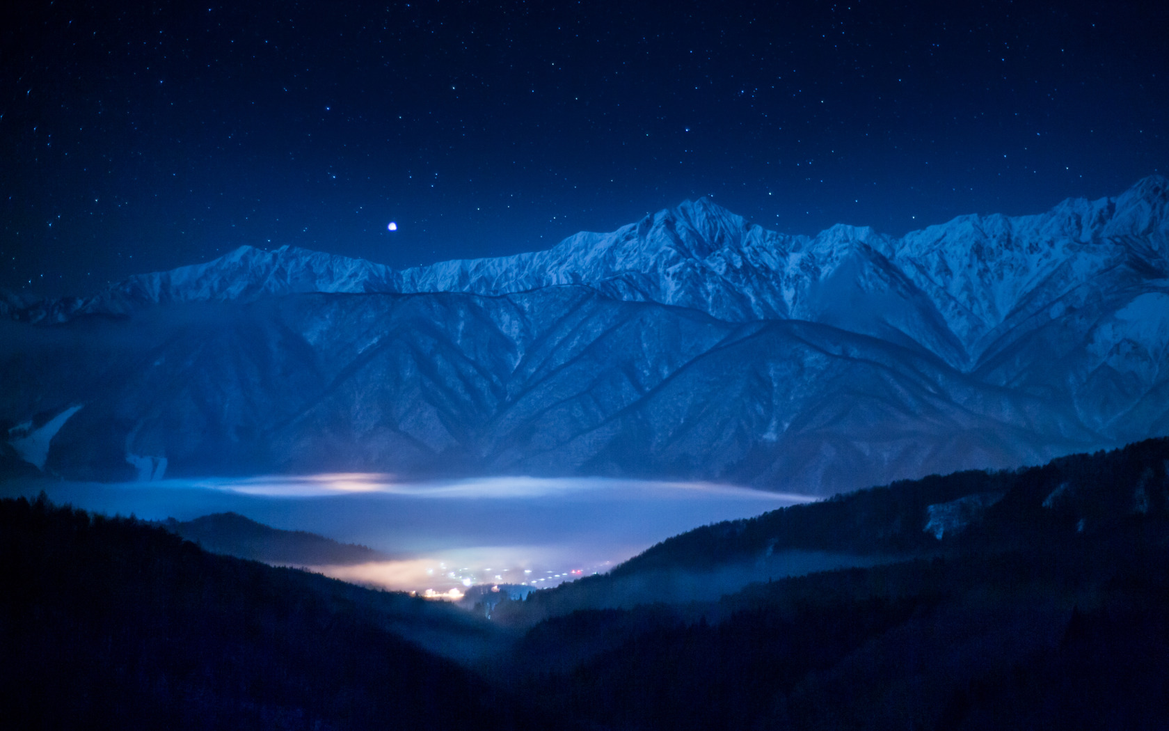 Download wallpaper the sky, stars, landscape, mountains, star, Sirius, section landscapes in resolution 1680x1050