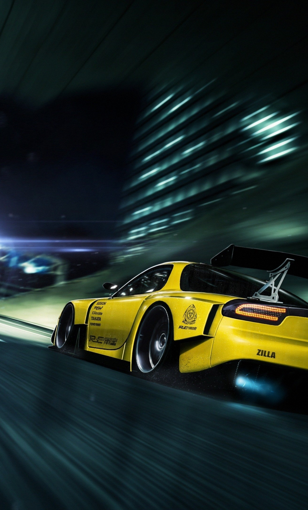 Download Wallpaper 1280x2120 Mazda Rx 7, Race Car, Artwork, Iphone 6 Plus, 1280x2120 HD Background, 20221