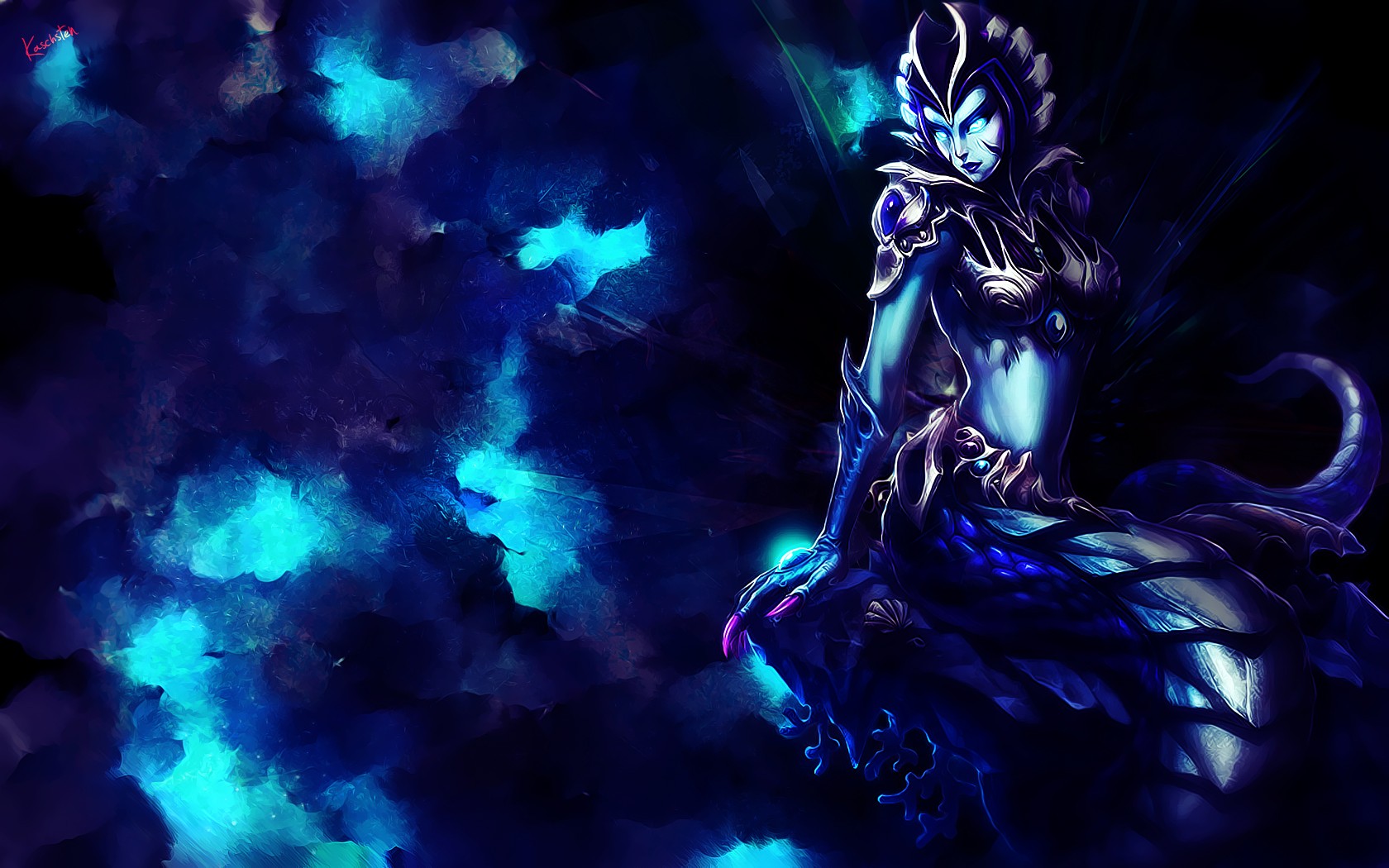 Women water tails blue blue eyes League of Legends mermaids scales glowing eyes Cassiopeia wallpaperx1050