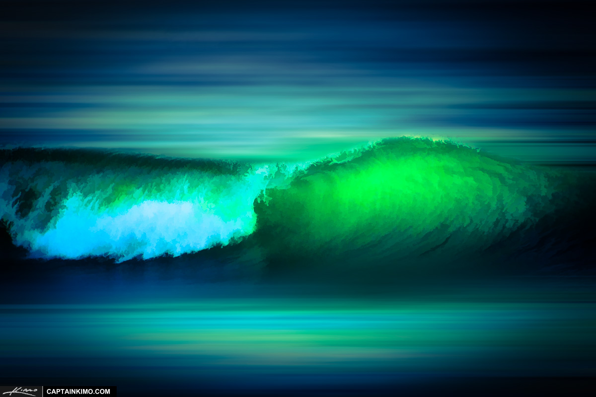 Sun Glow through Wave at Carlin Park Beach Jupiter Florida. HDR Photography