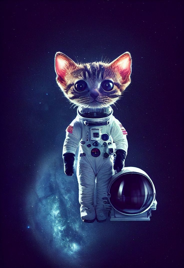 Kitten Astronaut (With Helmet). Space