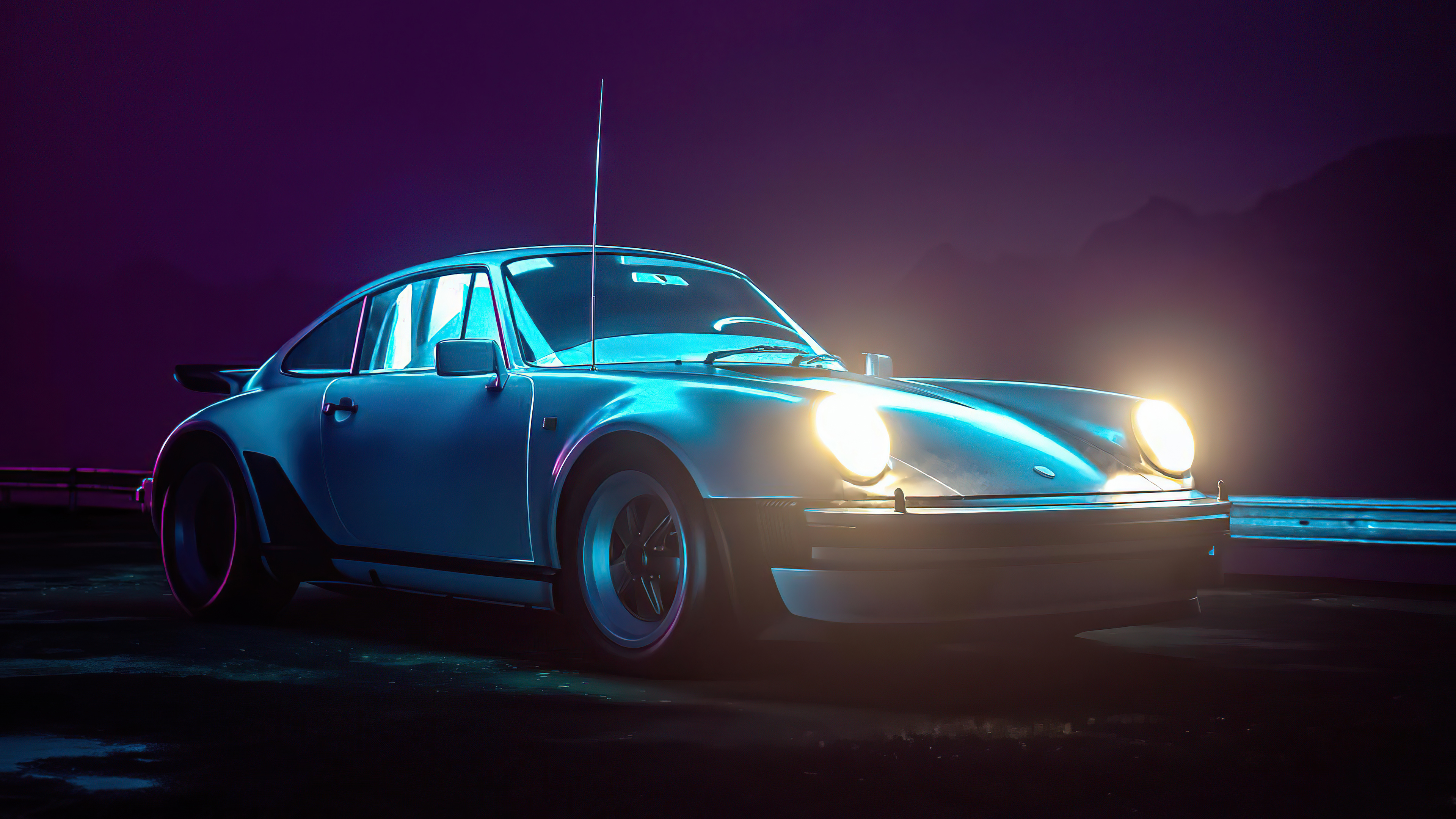 Porsche Neon Magical Night Wallpaper, HD