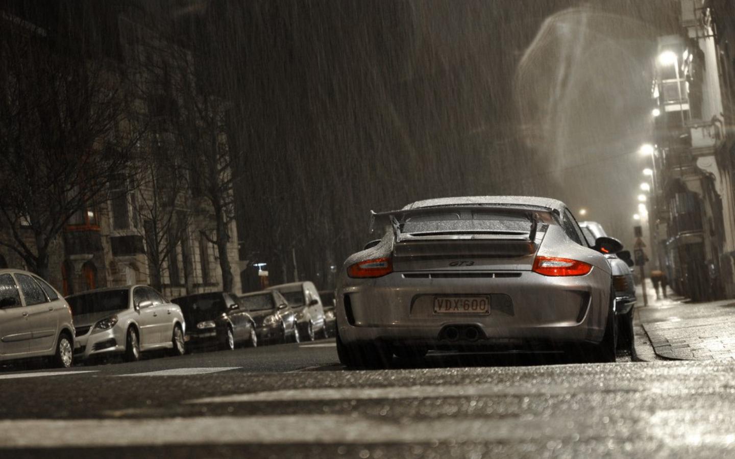 Streets night rain cars silver Belgium