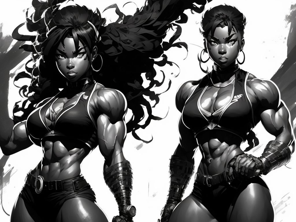 Black and white anime muscle girl