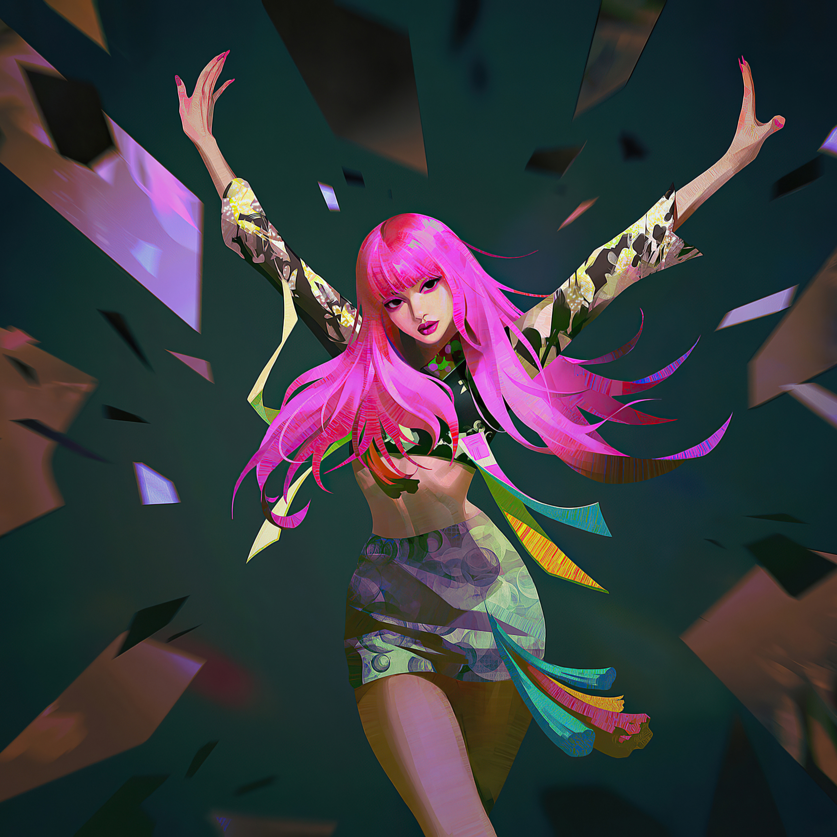 Anime Girl Pink Hair Joy 4k