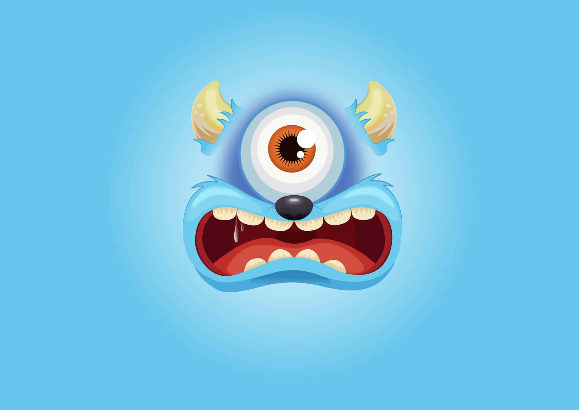 Blue Monster Face With Big Eyes