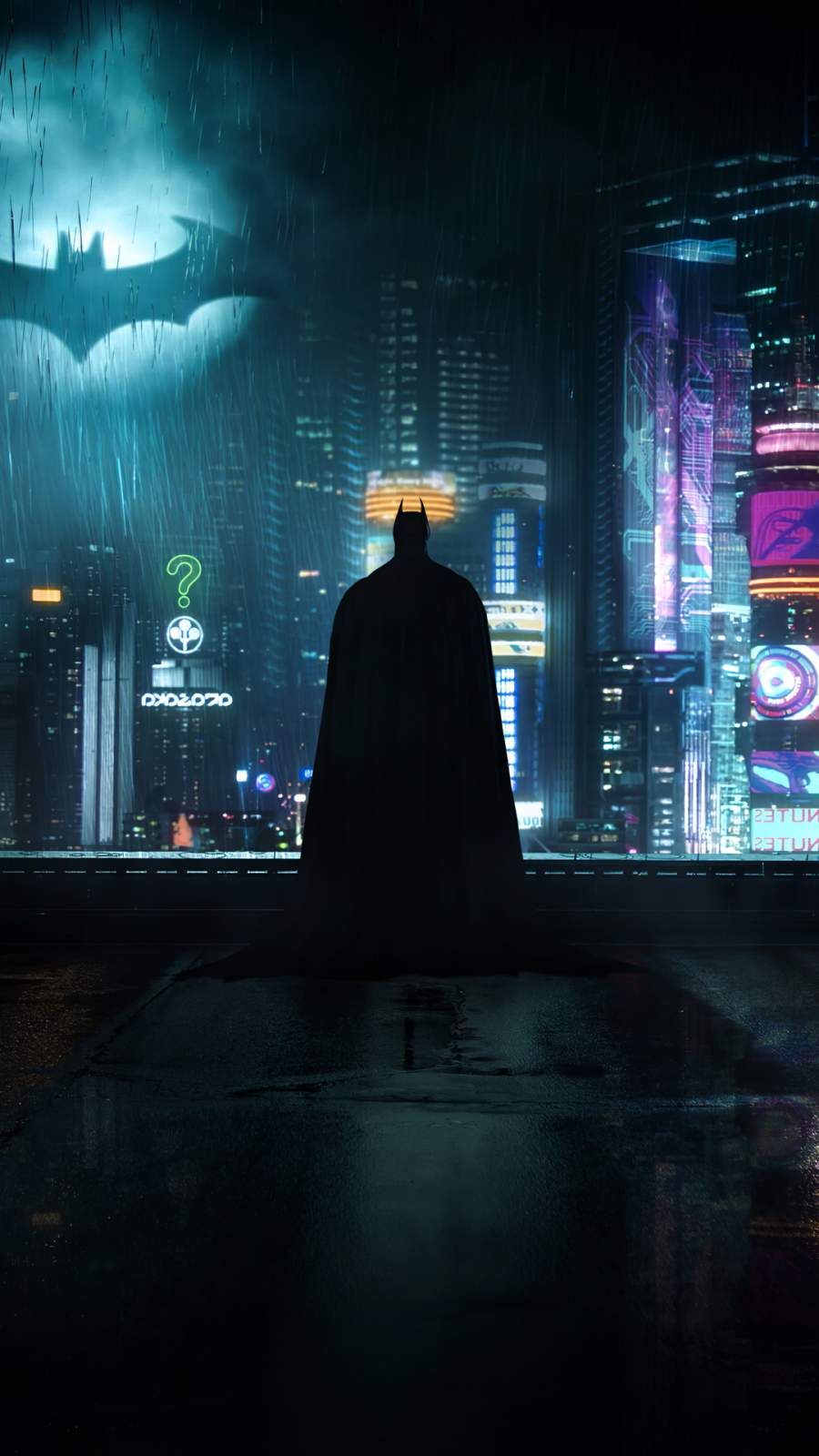 Neon Gotham Batman iPhone Wallpaper