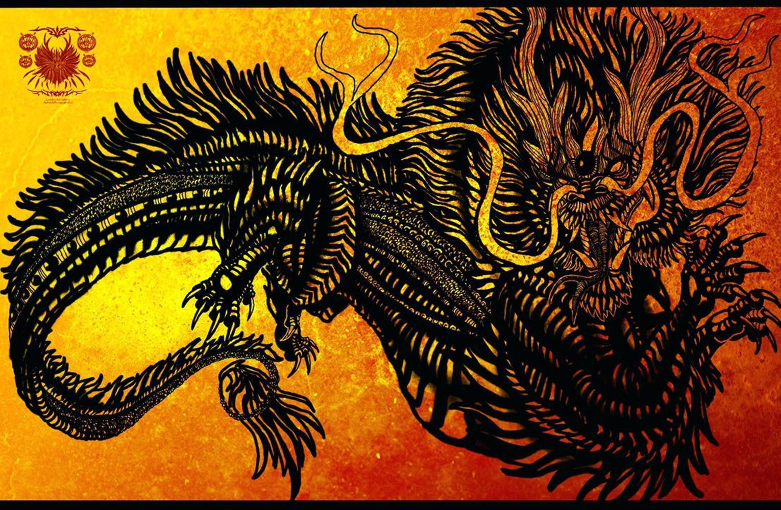 Download Japanese Dragon Art With Black