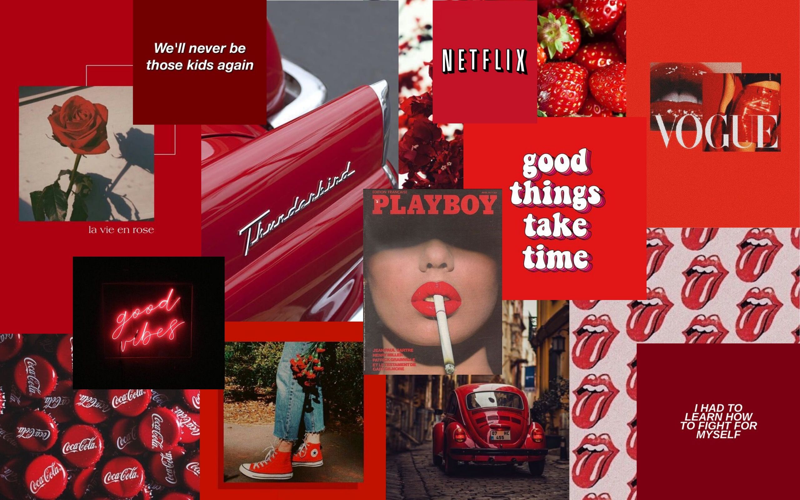 Red Aesthetic Collage Wallpaper