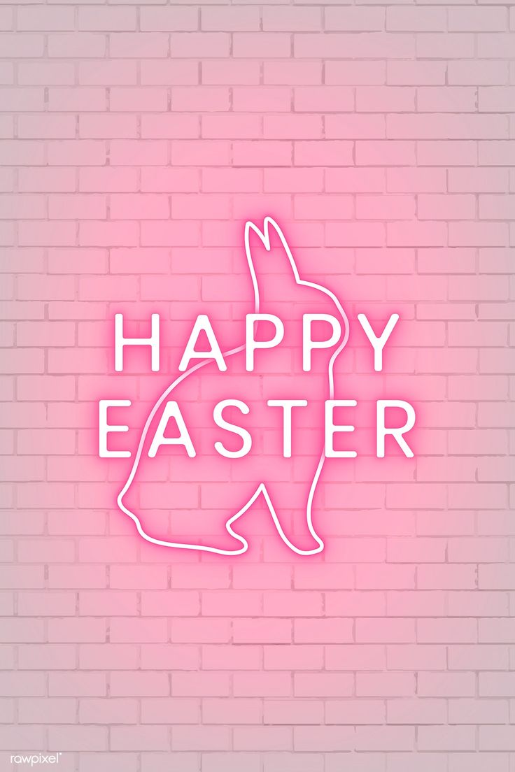 Pink happy Easter sign with bunny neon