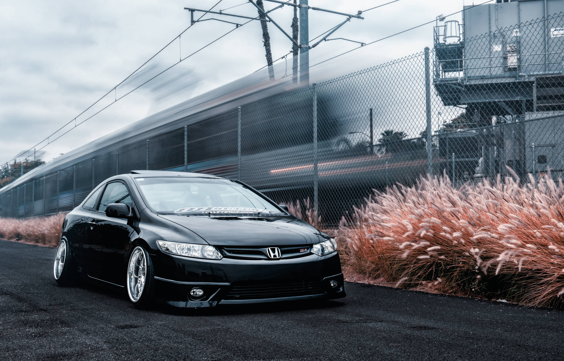 Black 4K Honda Civic Driving Wallpaper