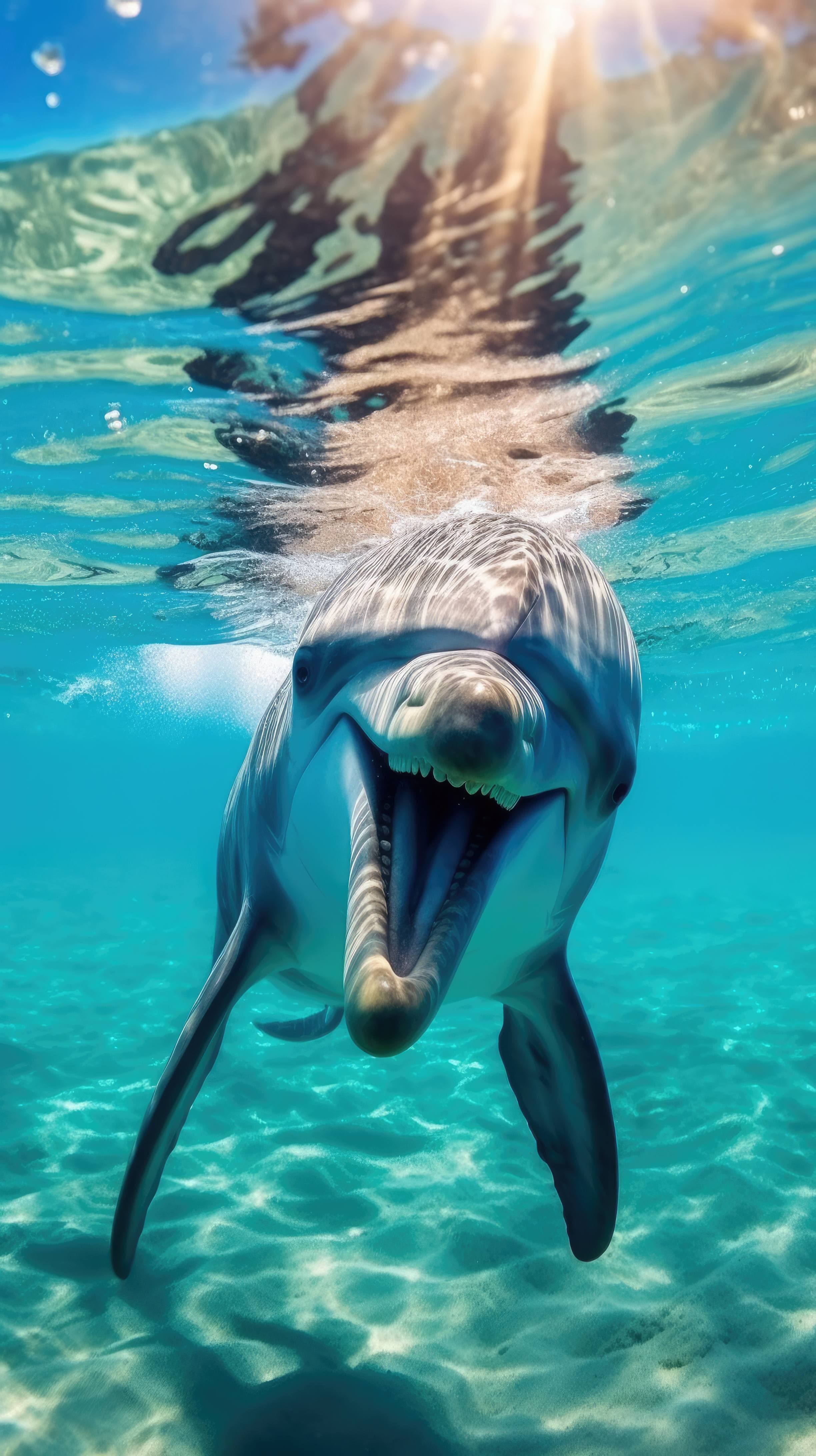 A playful dolphin in crystal clear