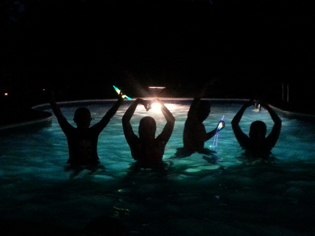 Night swimming with friends