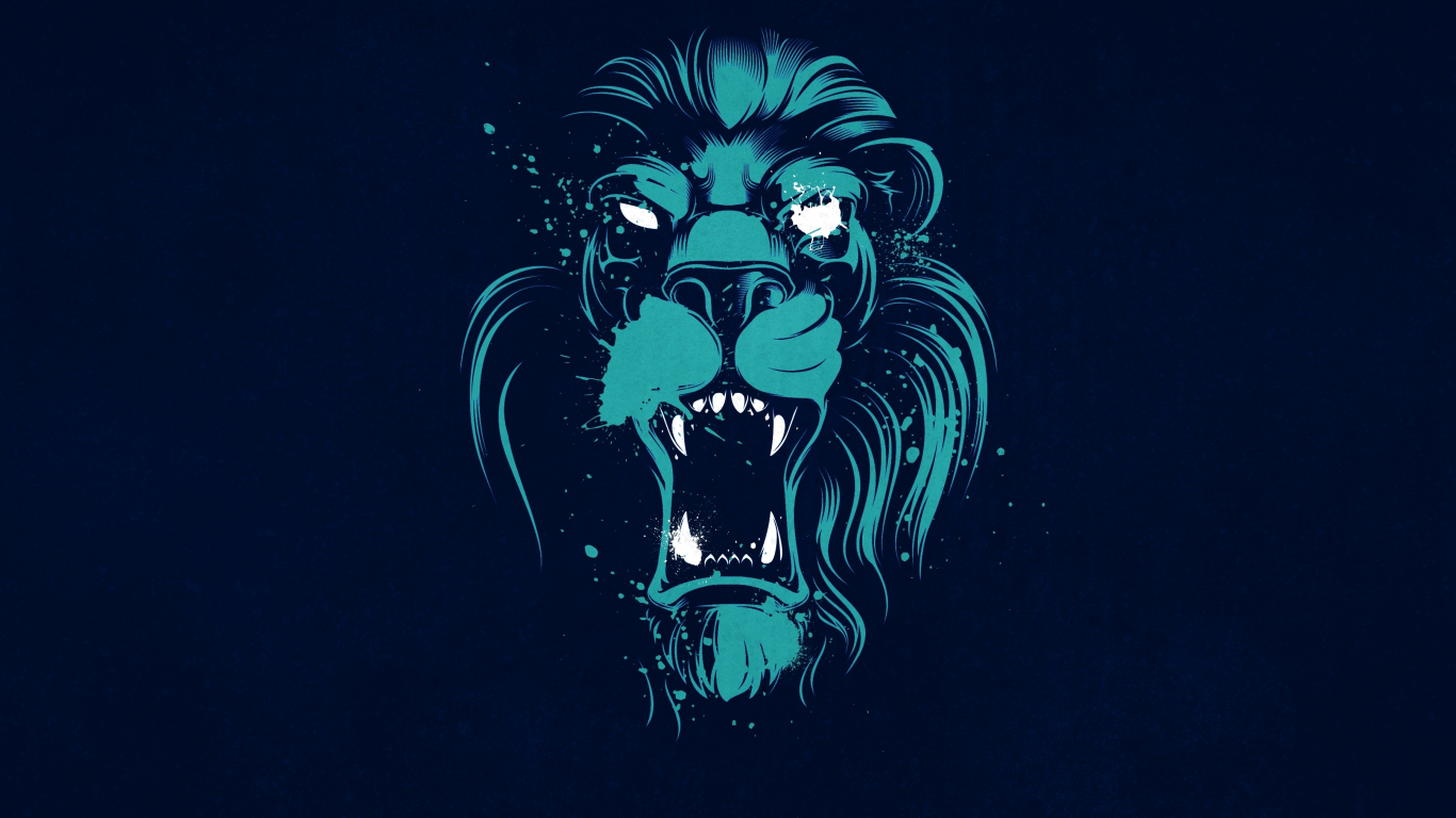 Roar of lion minimal art wallpaper