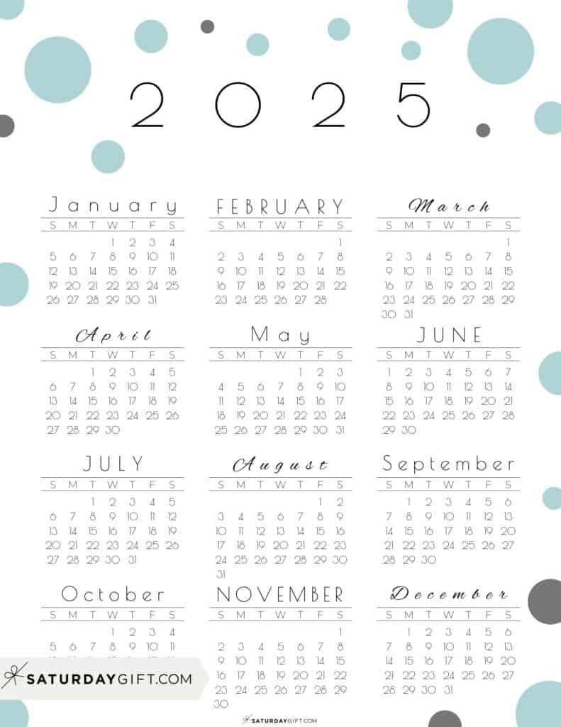 2025 Calendar Printable & Free