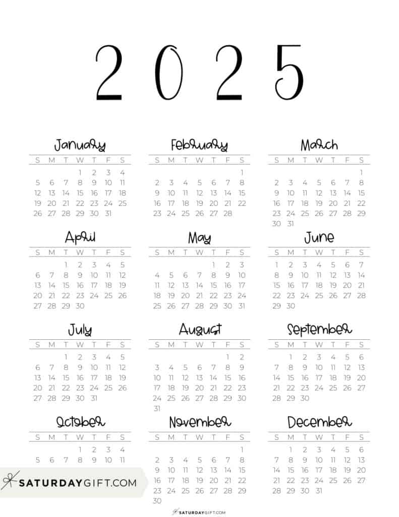 2025 Calendar Printable & Free
