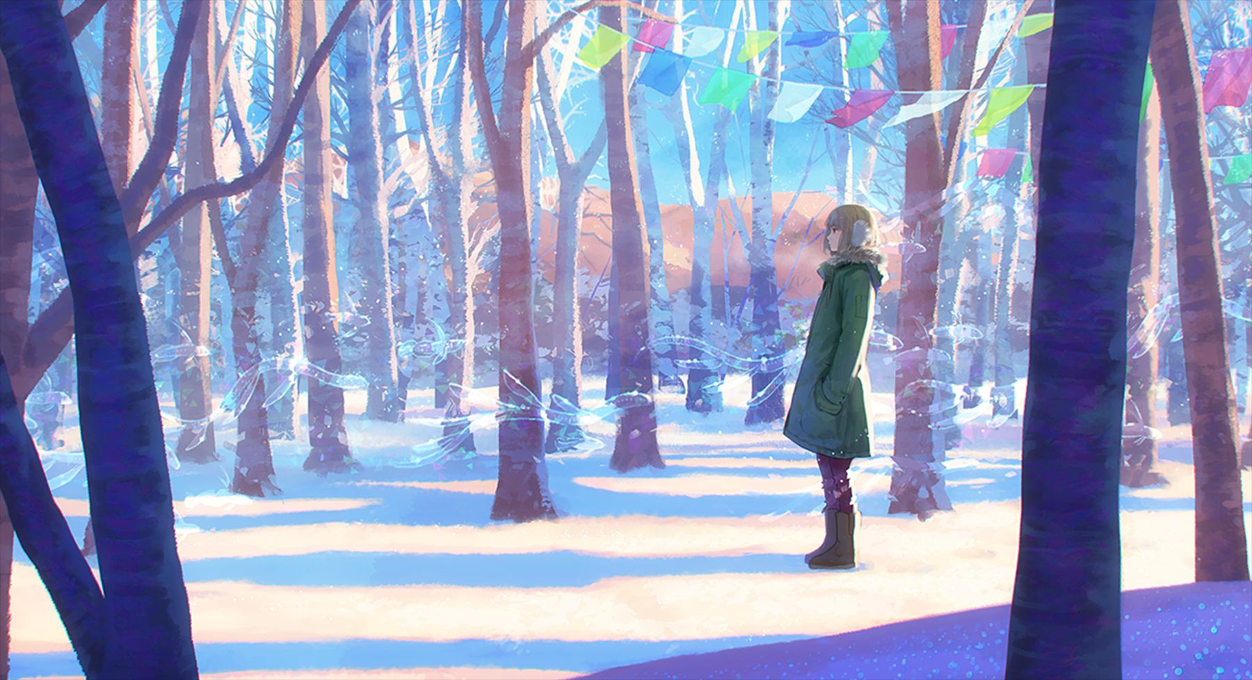 desktop wallpaper: Anime, Snow, Forest