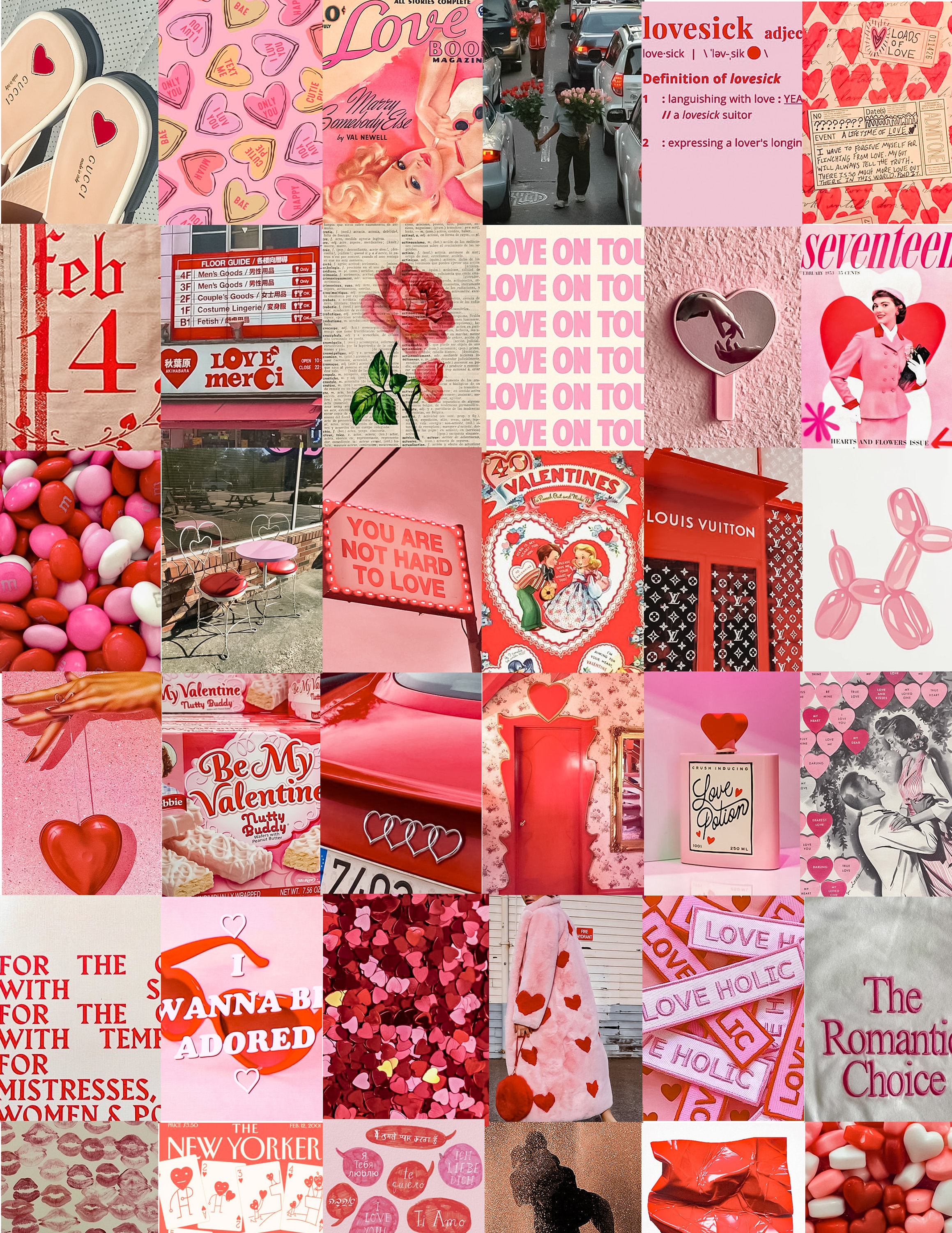 Red Valentine's Day Wall Collage Kit