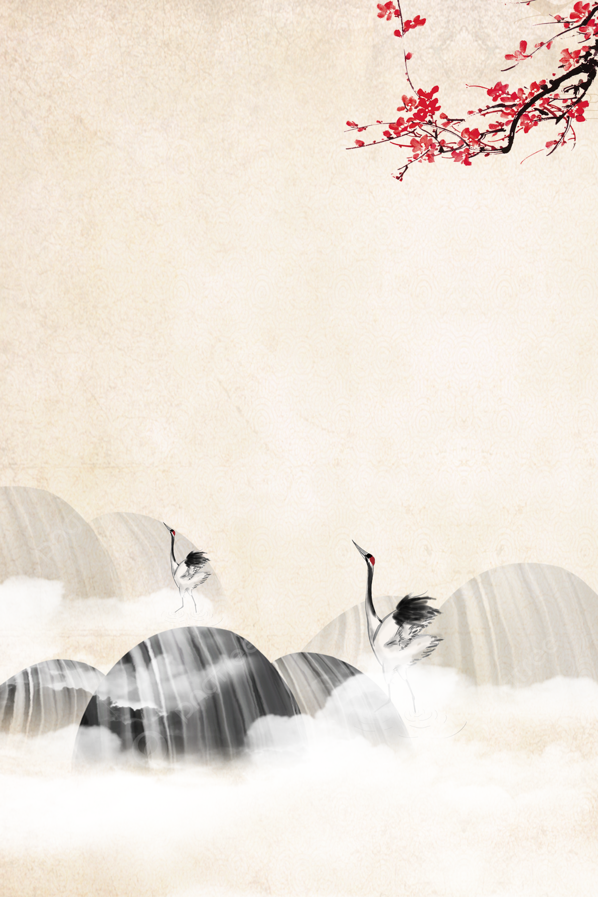 Chinese Style Ink Cloud And Mountain