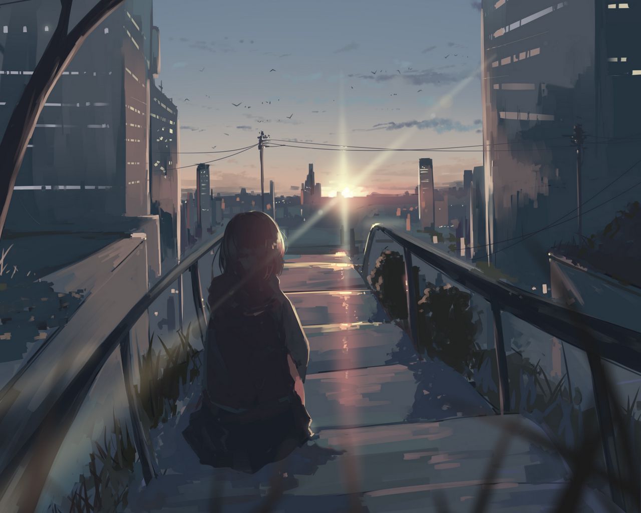 wallpaper 1280x1024 silhouette, stairs