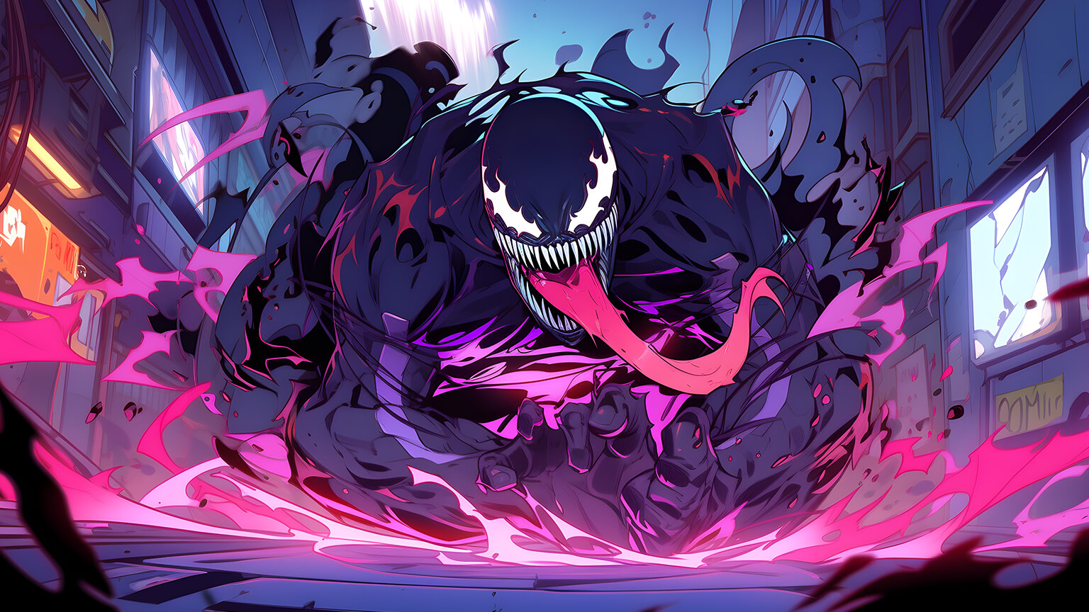 Scary Venom City Desktop Wallpaper