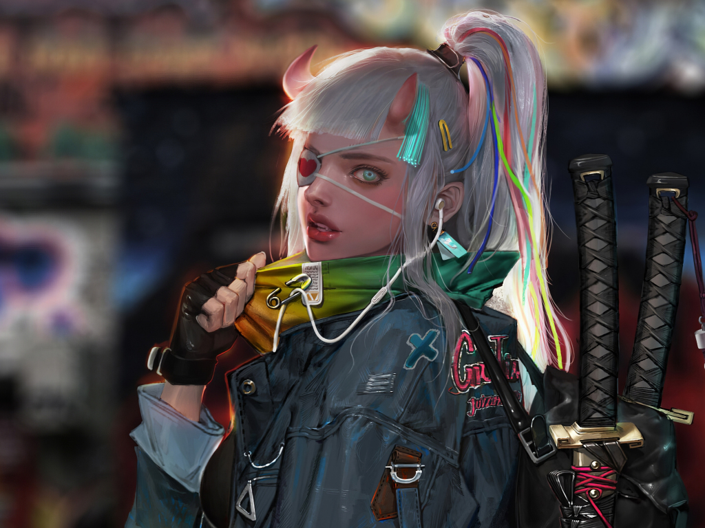 Wallpaper devil girl, cyberpunk, girl