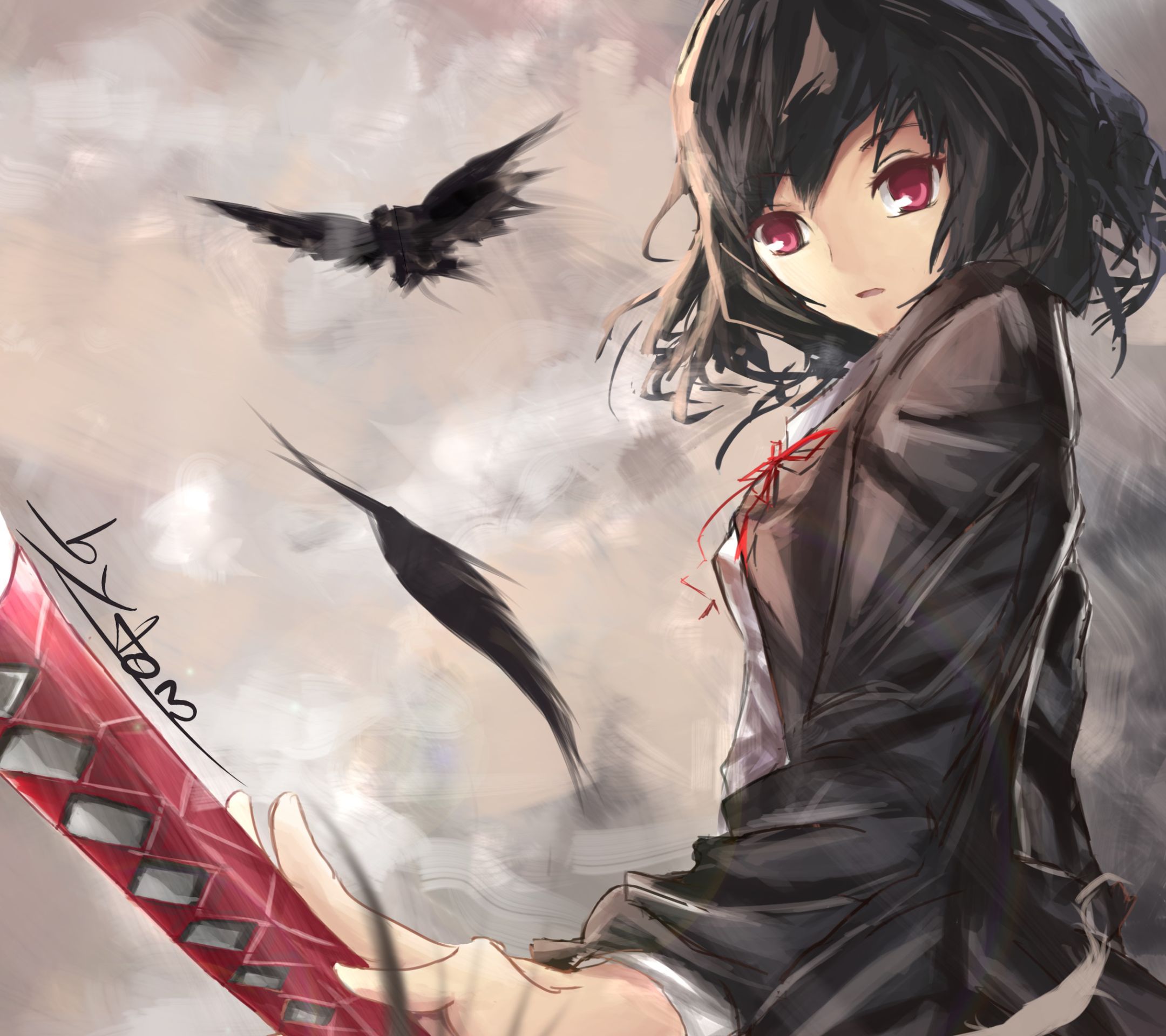 Anime, Warrior, Crow, Sword, Katana
