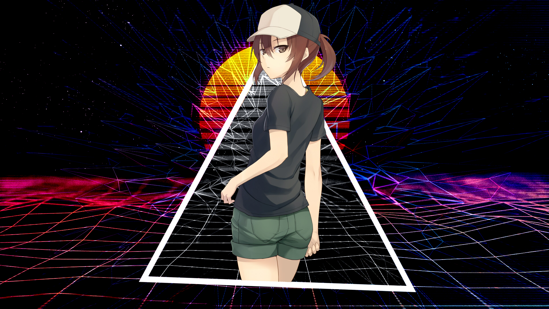 anime girls, Misaka Mikoto, retrowave