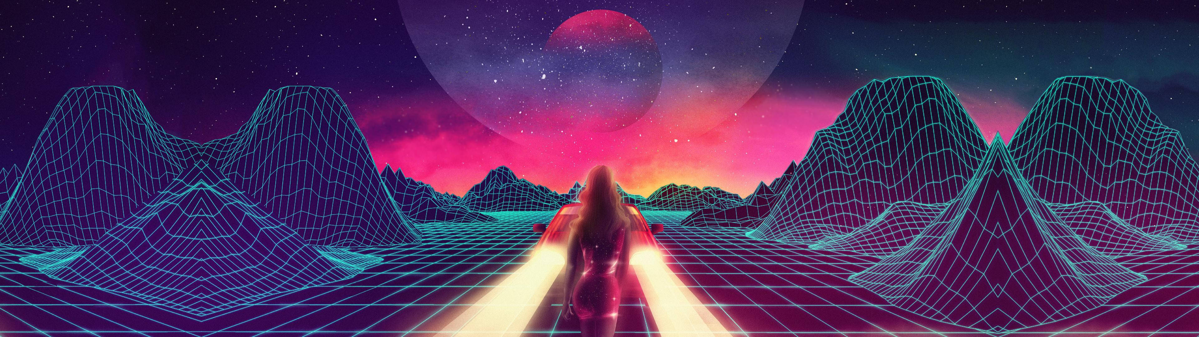 4K Retrowave Girl Wallpaper