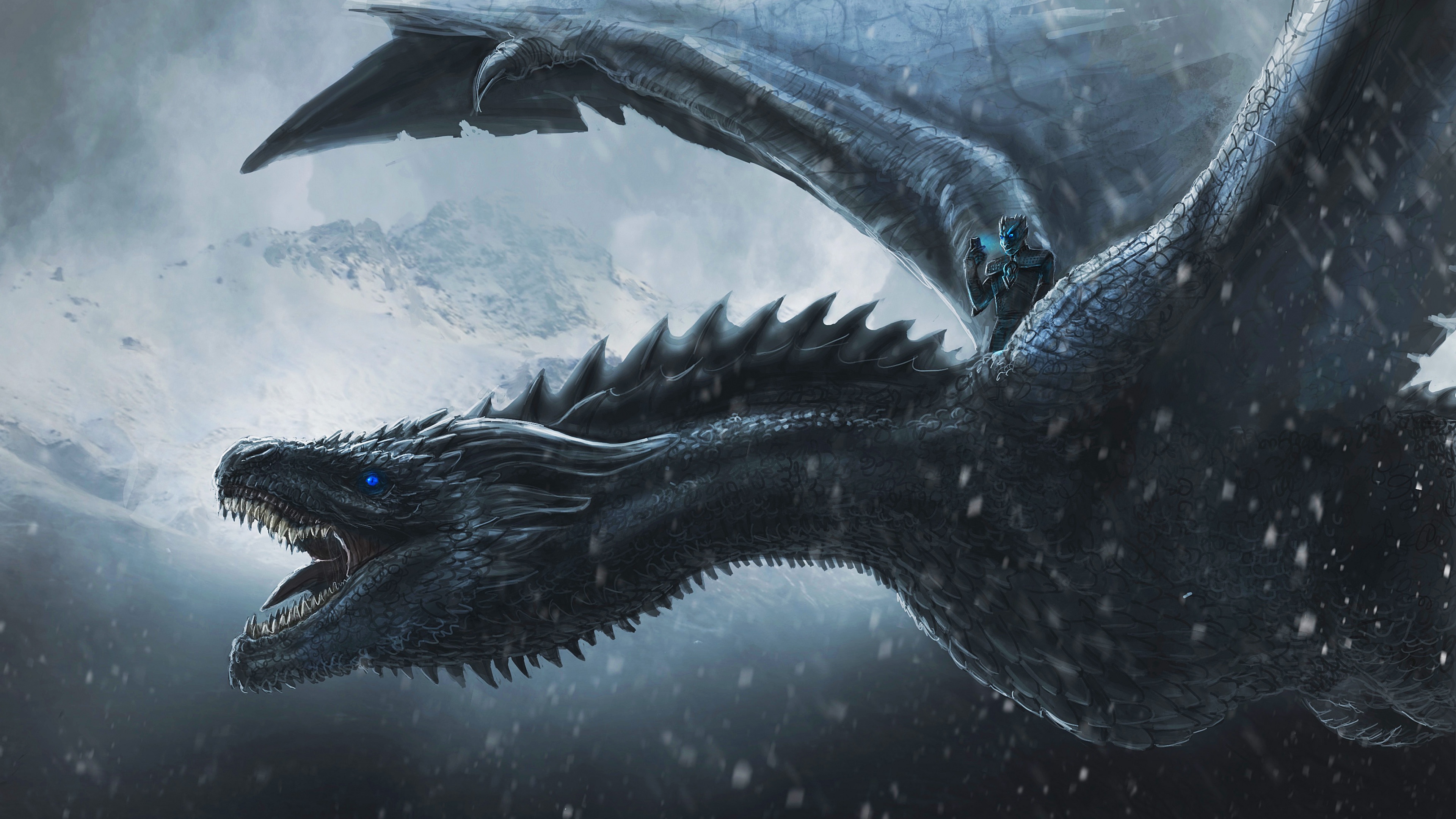 Night King Wallpaper 4K, Dragon, Game