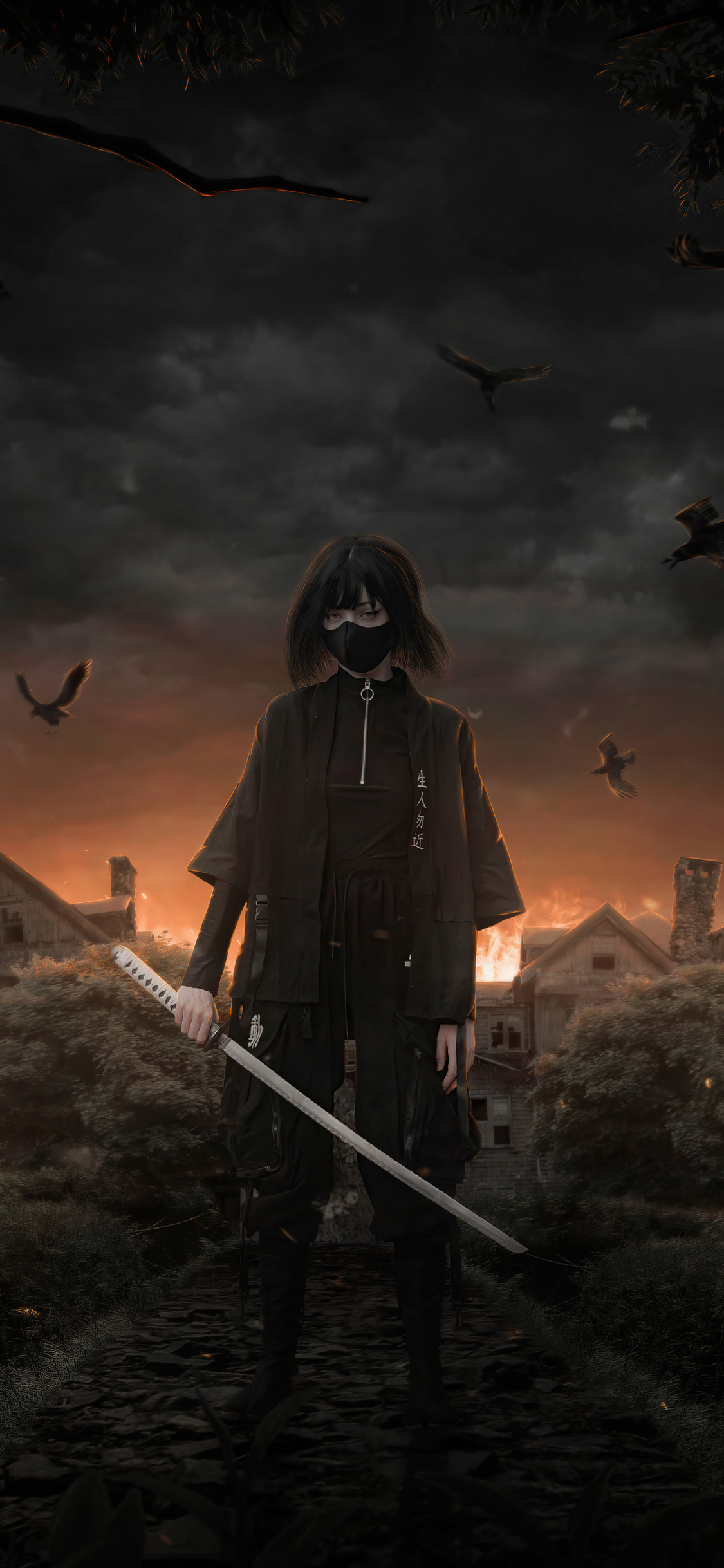 Samurai Girl Artwork 4k