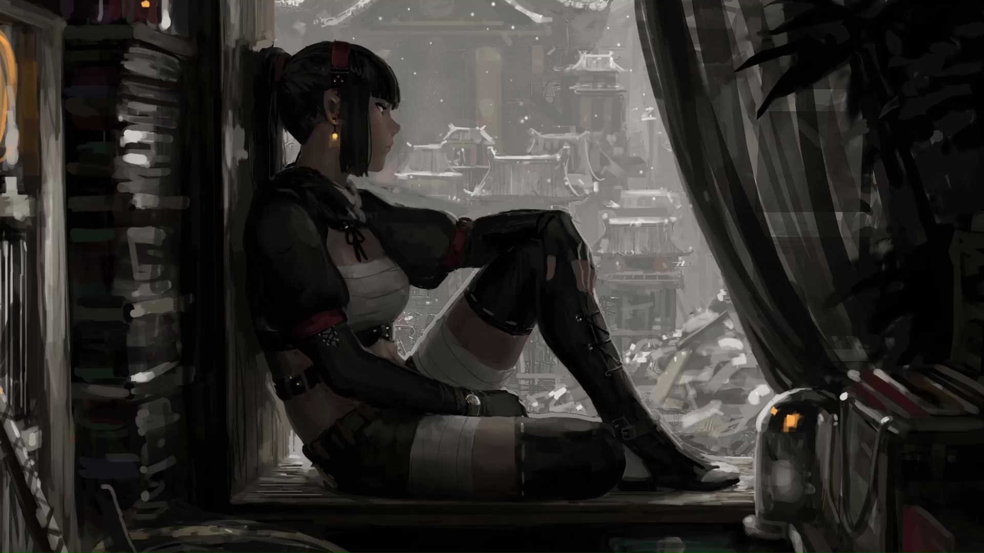 Samurai Girl Relaxing Live Wallpaper