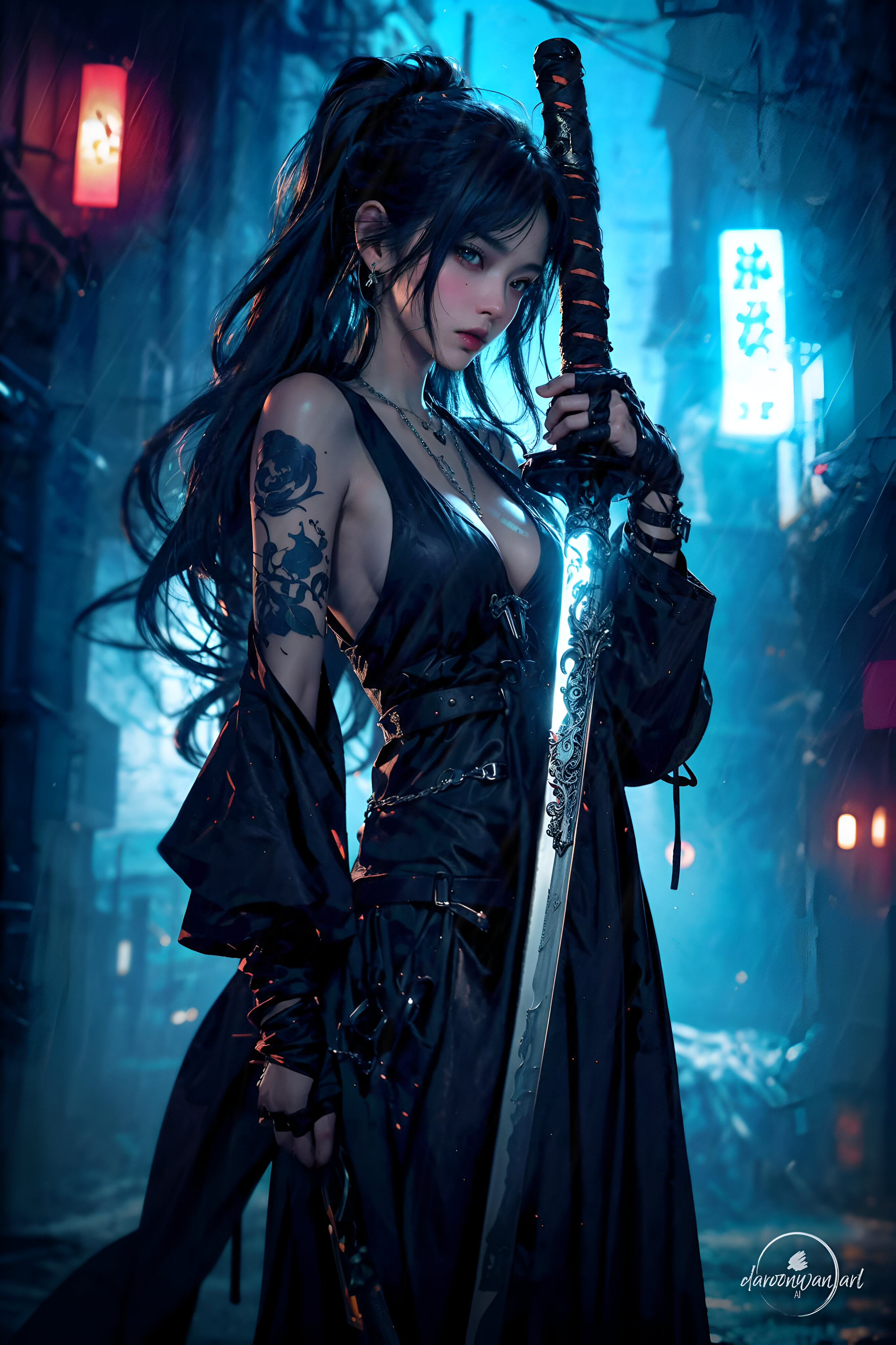 Phone Wallpaper Samurai Anime Girl