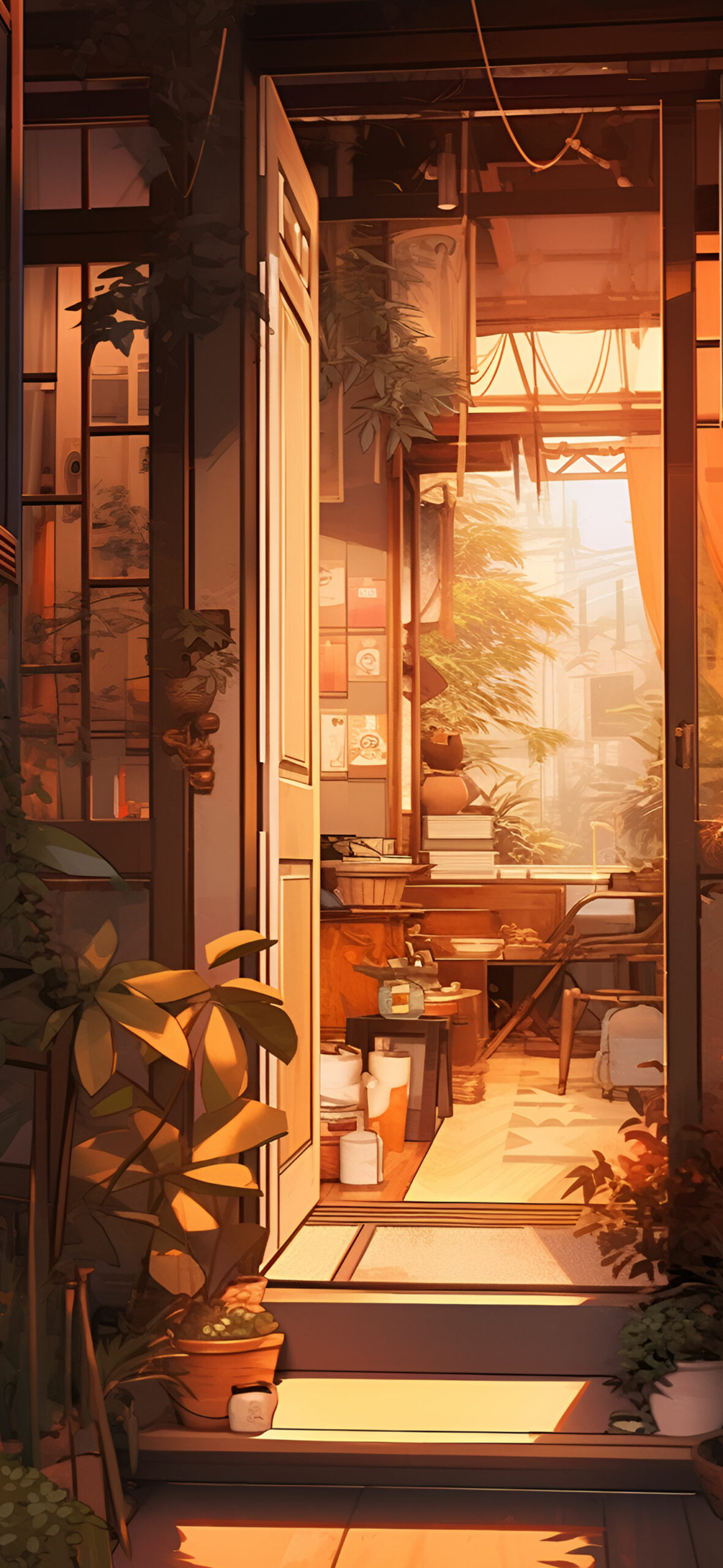Sunlit Warm Room Brown Wallpaper
