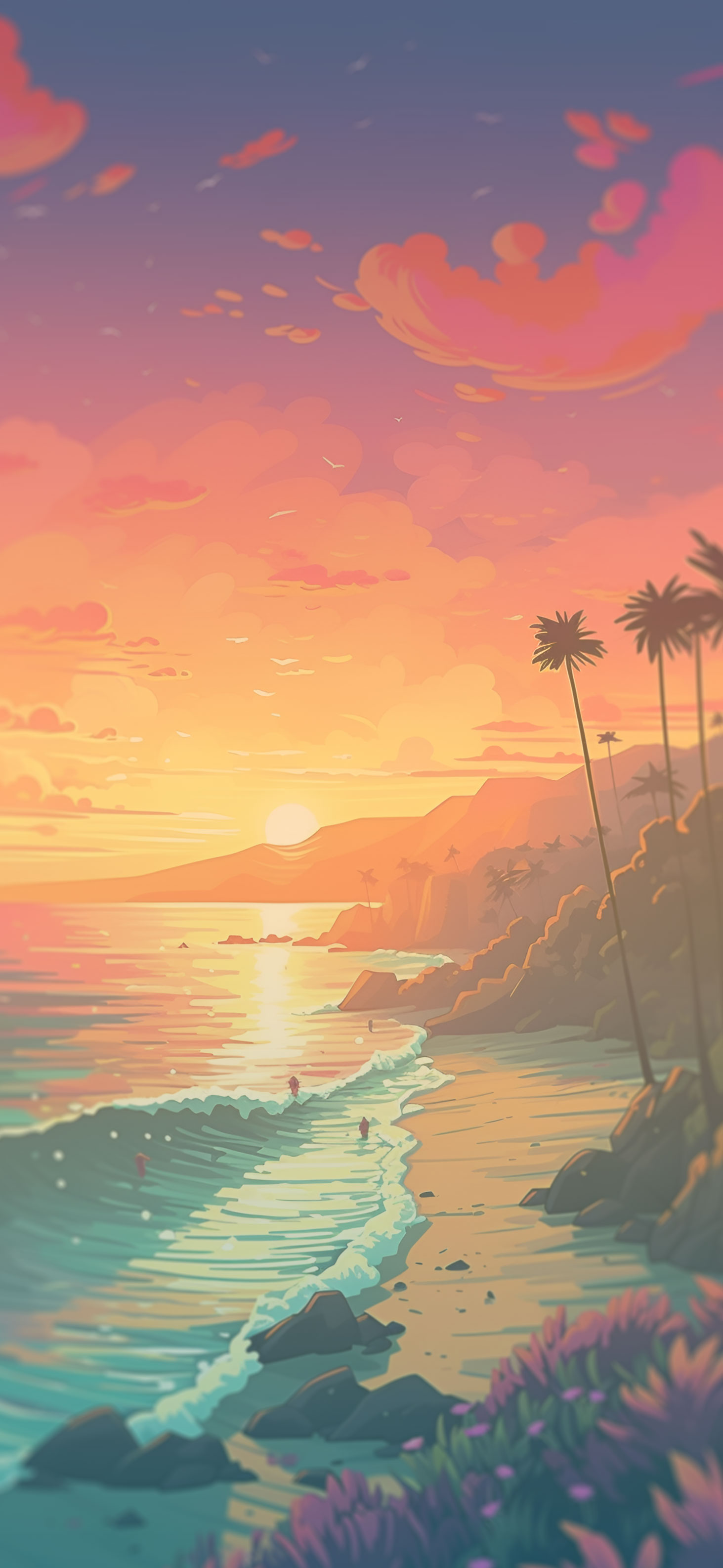 Beach Sunset in California Summer