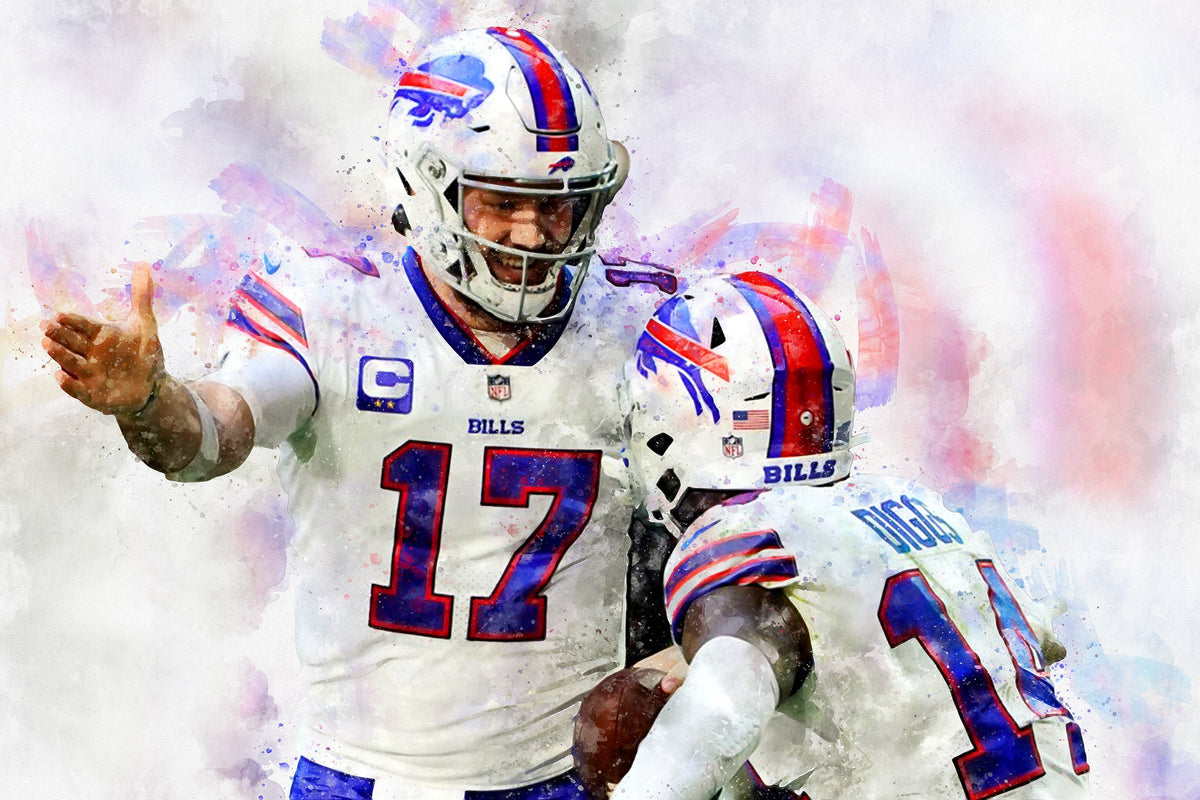 Josh Allen watercolor, Buffalo Bills